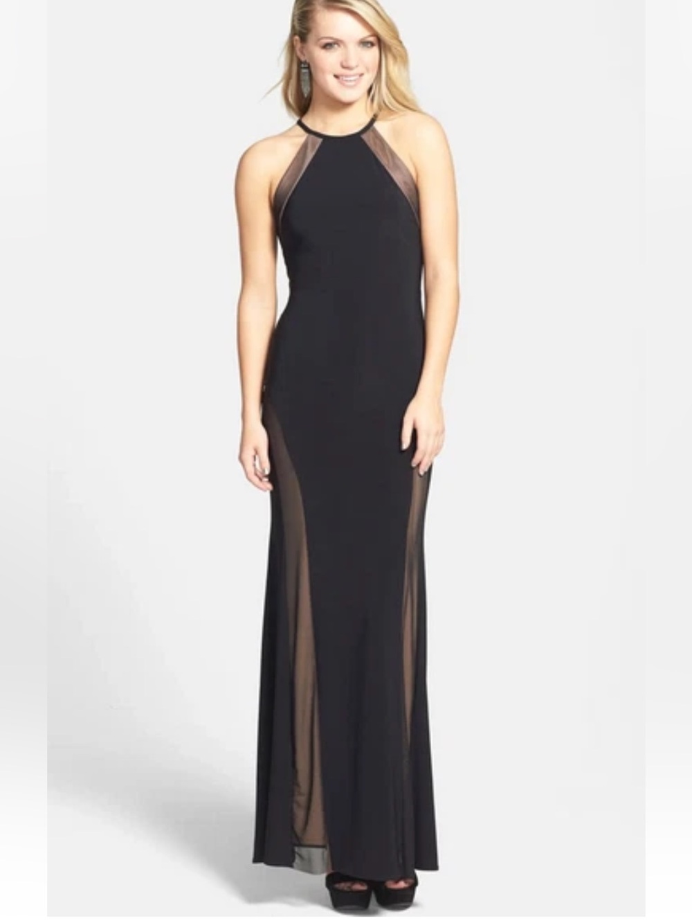 Like New Nightway Black With Sheer Gown
